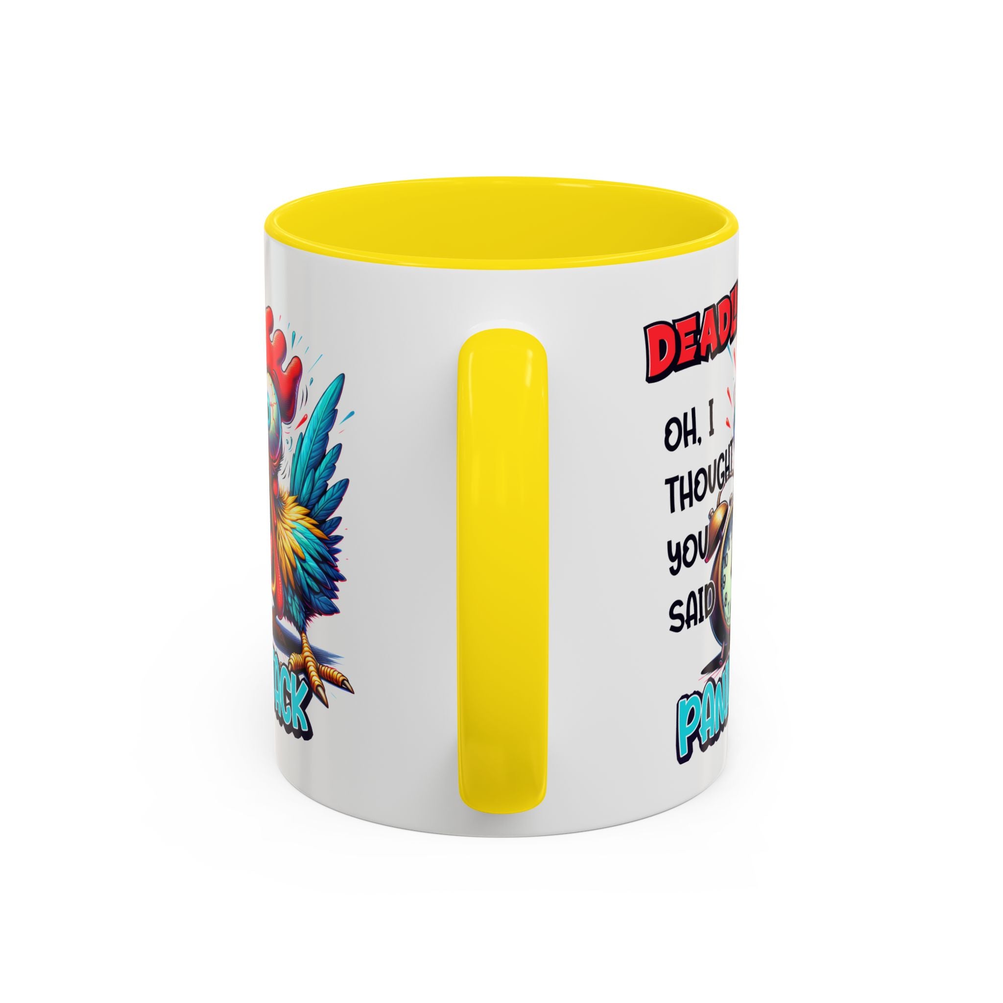 Funny Panic Attack Coffee Mug, Quirky Rooster Mug for Stress Relief, Gift for Teachers, Office Humor, Coworker Gift, Fun Coffee Cup