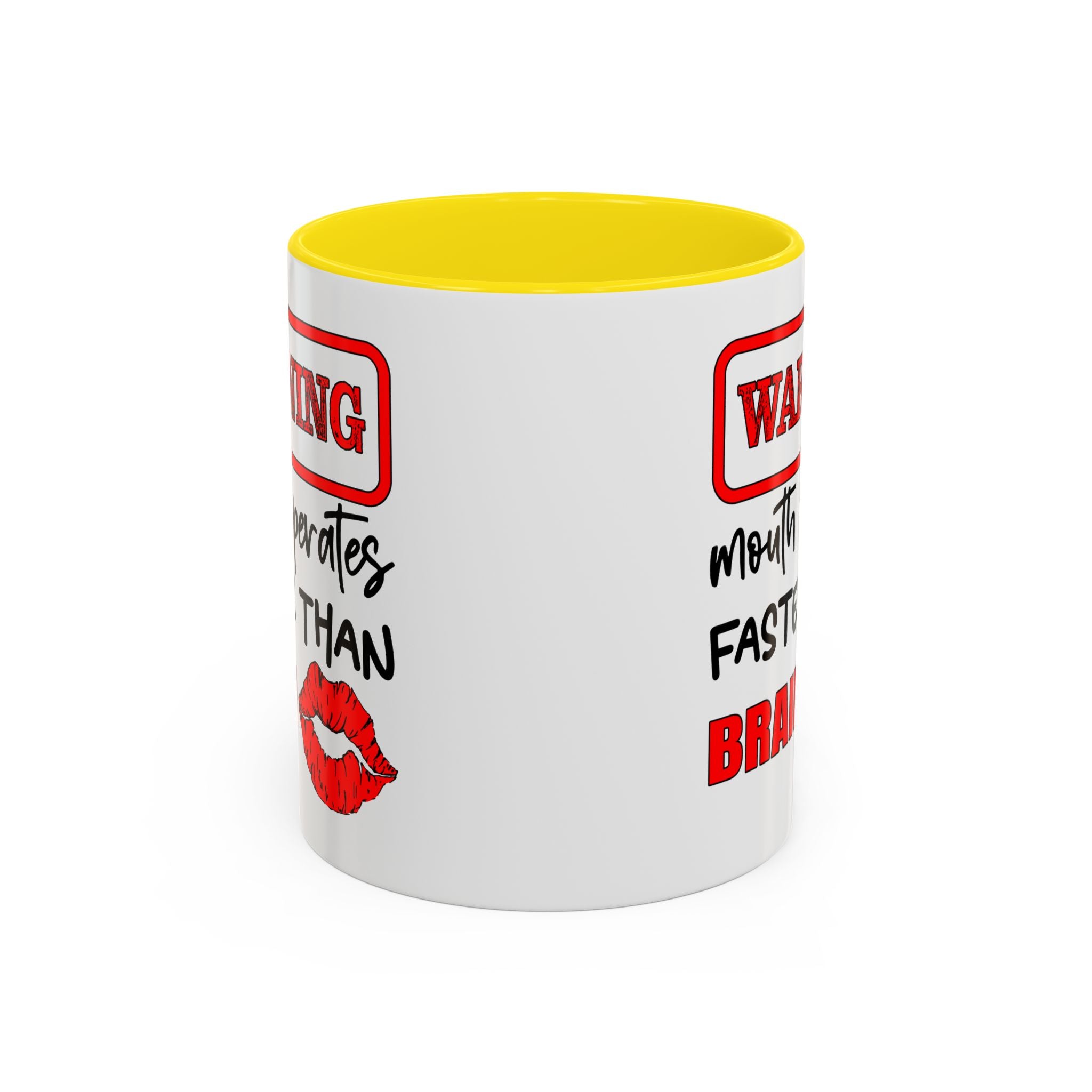 Funny Warning Coffee Mug - 'Mouth Operates Faster Than Brain' - Perfect for Coffee Lovers
