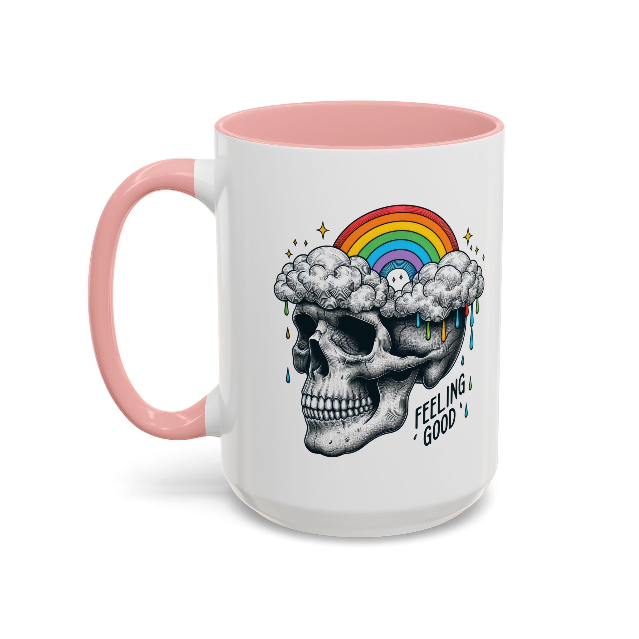 Skull Rainbow Coffee Mug, Unique Gift for Coffee Lovers, Halloween Decor, Daily Motivation Mug, Fun Skull Design