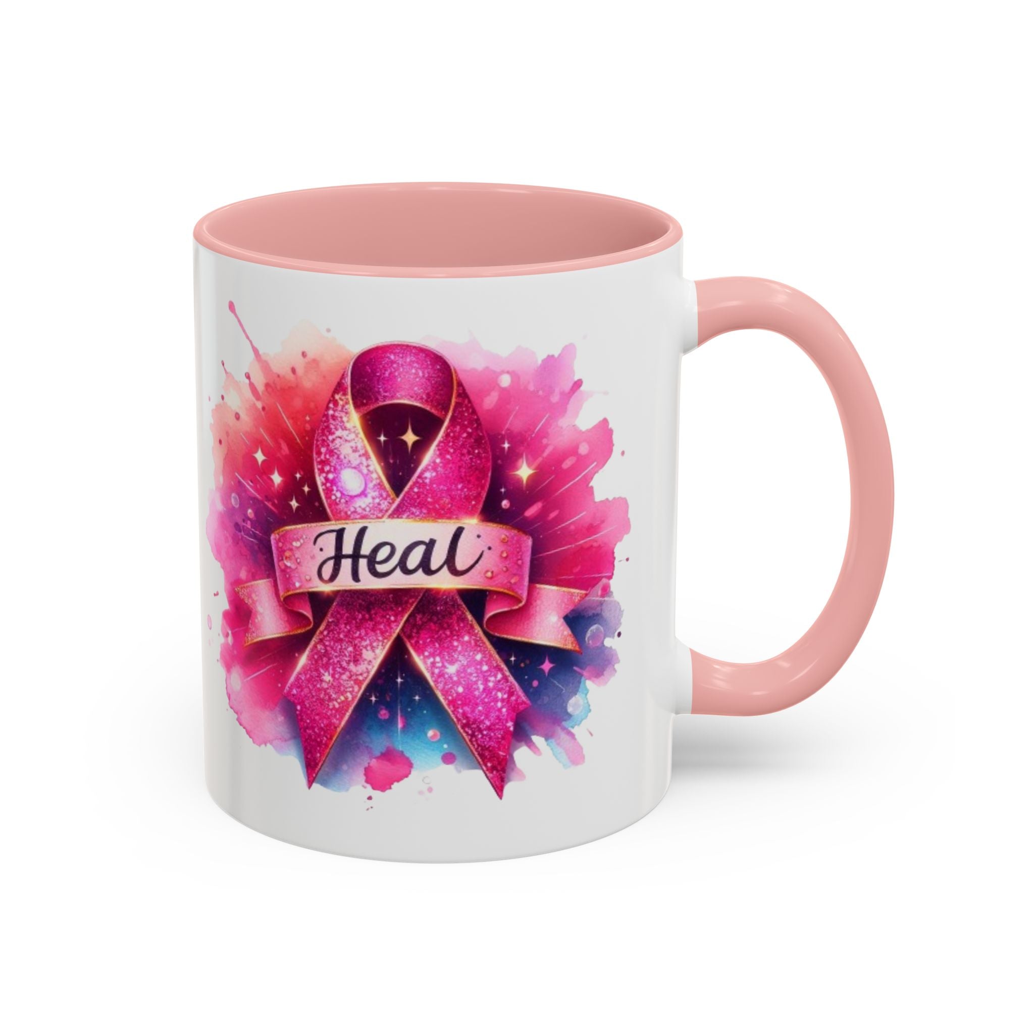 cancer awareness Inspirational Coffee Mug, Healing Ribbon Mug, Gift for Cancer Survivors, Motivational Drinkware, Support