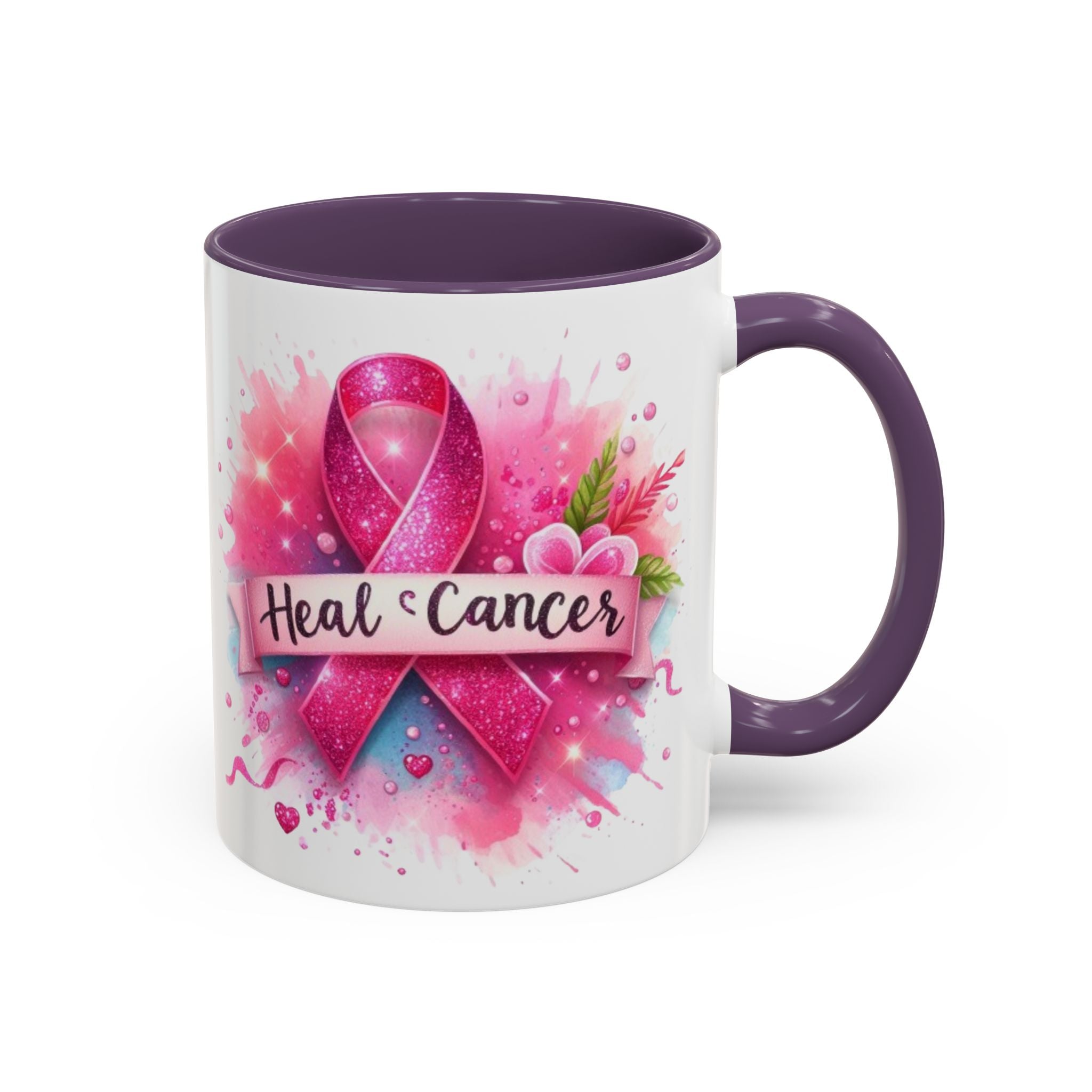 Pink Ribbon Healing Coffee Mug | Support Cancer Awareness | Inspirational Gift | Breast Cancer Support | 11oz & 15oz Options