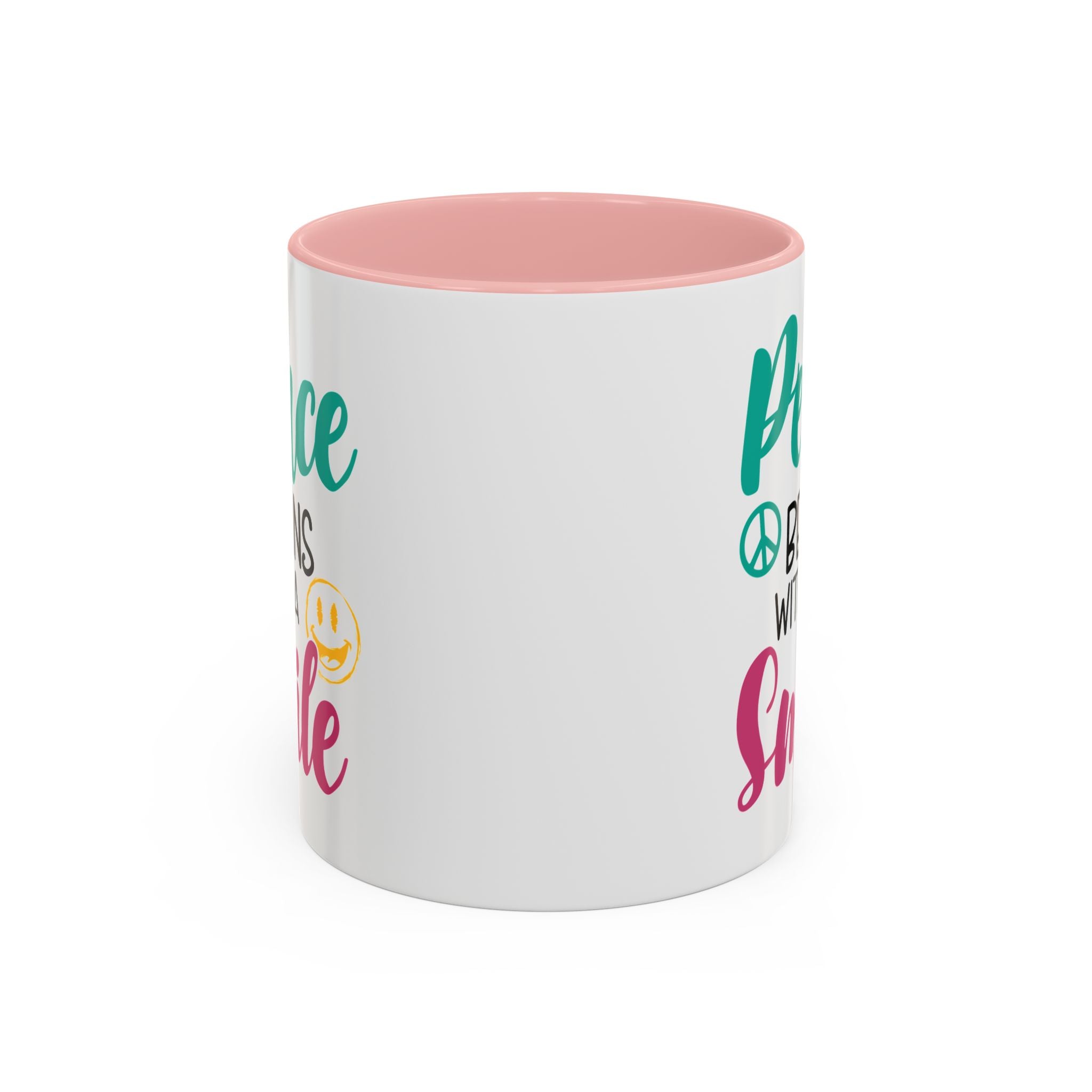 Inspirational Peace Coffee Mug - "Peace Begins with a Smile" - 11oz & 15oz