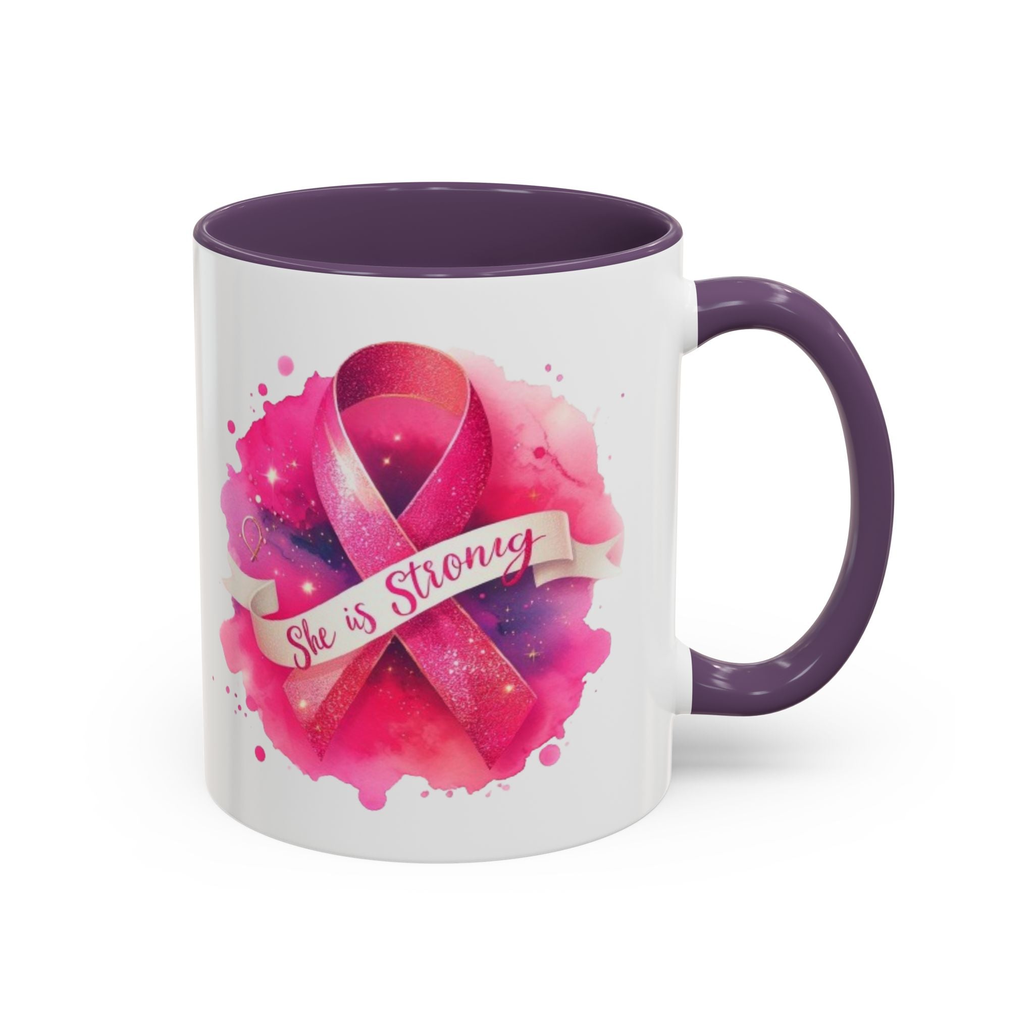 Empowering Pink Ribbon Coffee Mug | She is Strong | Gift for Cancer Awareness, Inspirational Drinkware, Office Mug, Motivational [...]