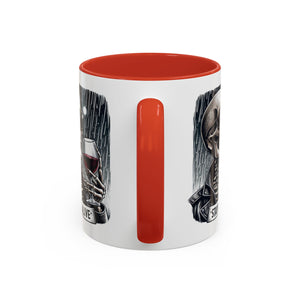Stylish Skull Coffee Mug, Gothic Drinkware, Staying Alive Gift for Halloween, Funny Office Mug, Alternative Drinkware