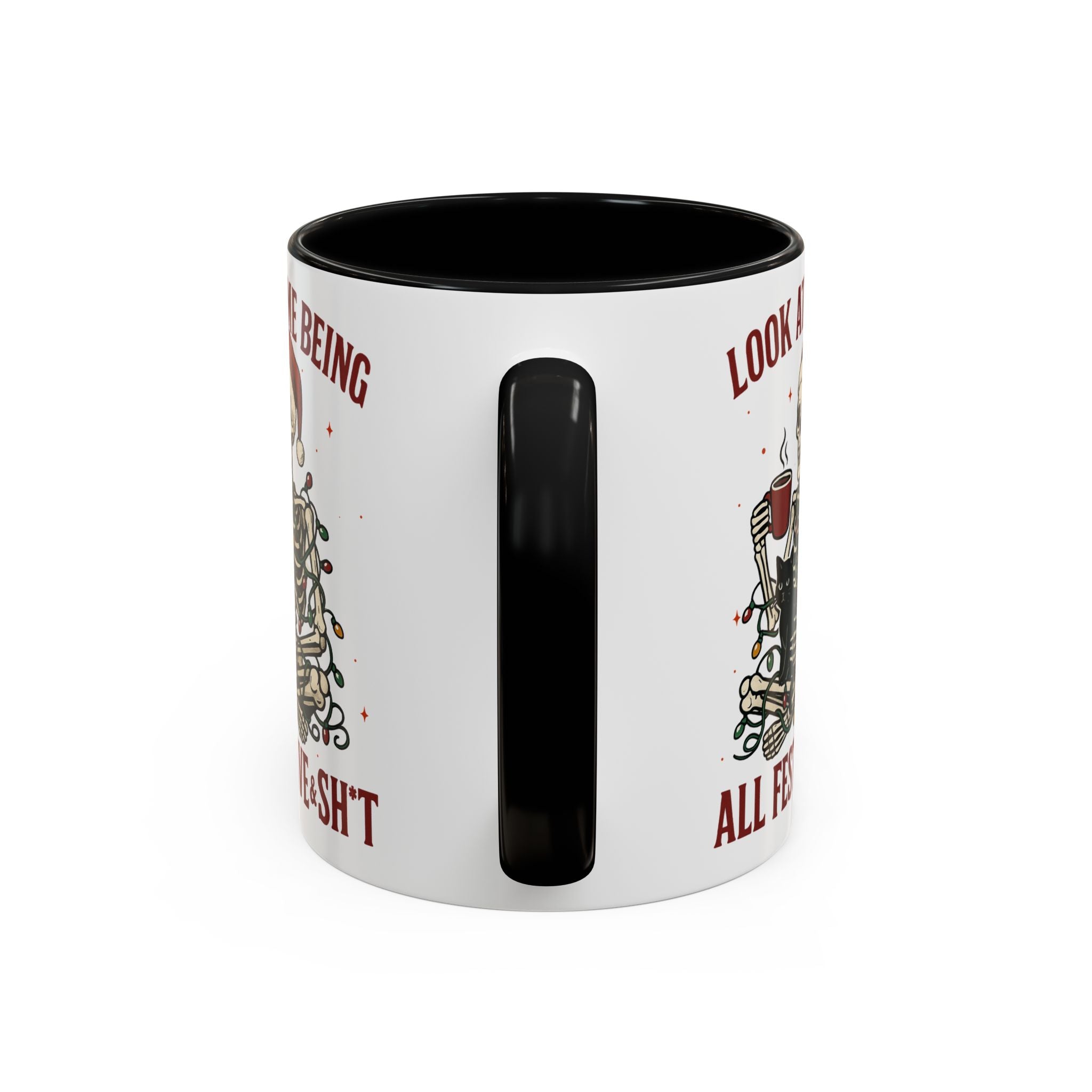 Festive Skeleton Christmas cheer winter Coffee Mug funny adult humor cup