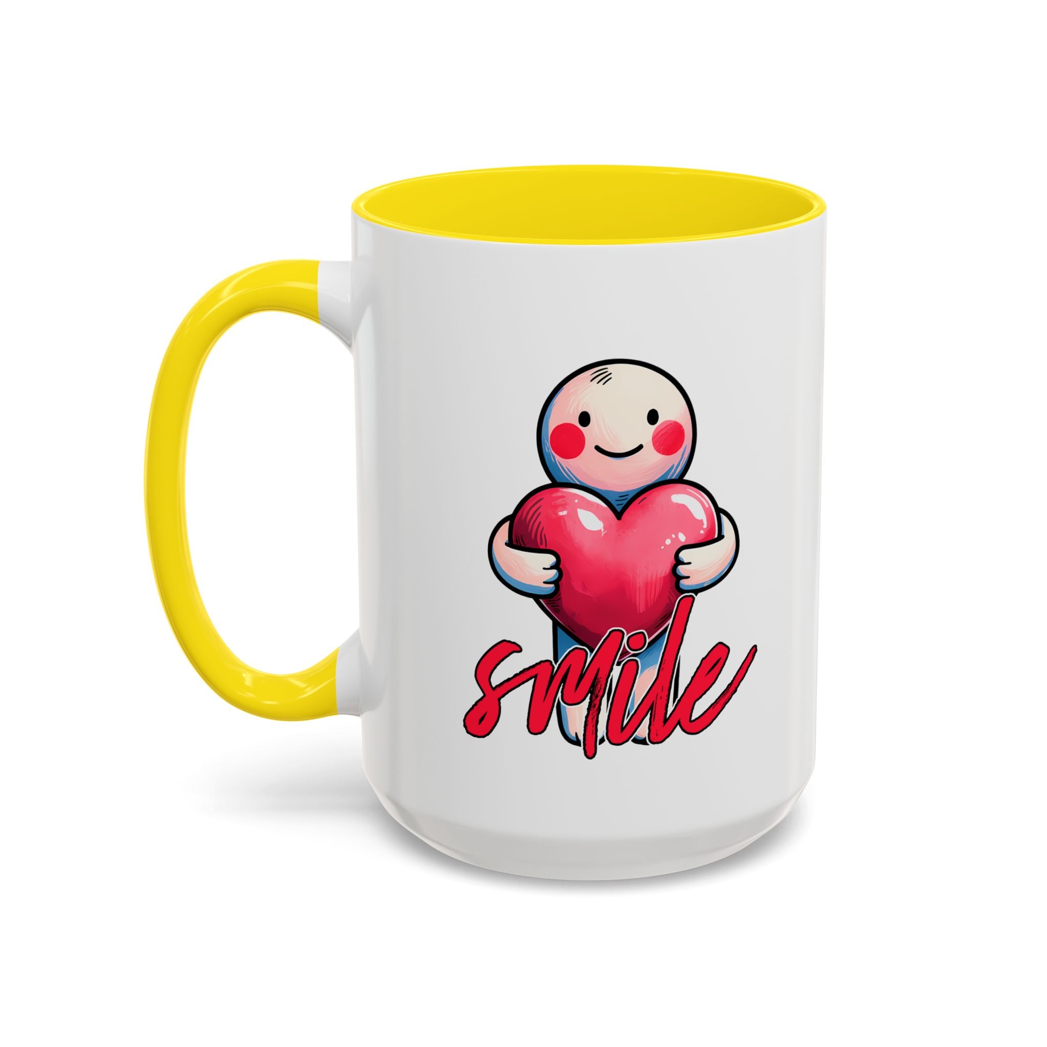 Smiling Heart Accent Coffee Mug - 11oz & 15oz | Cute Gift for Friends & Family