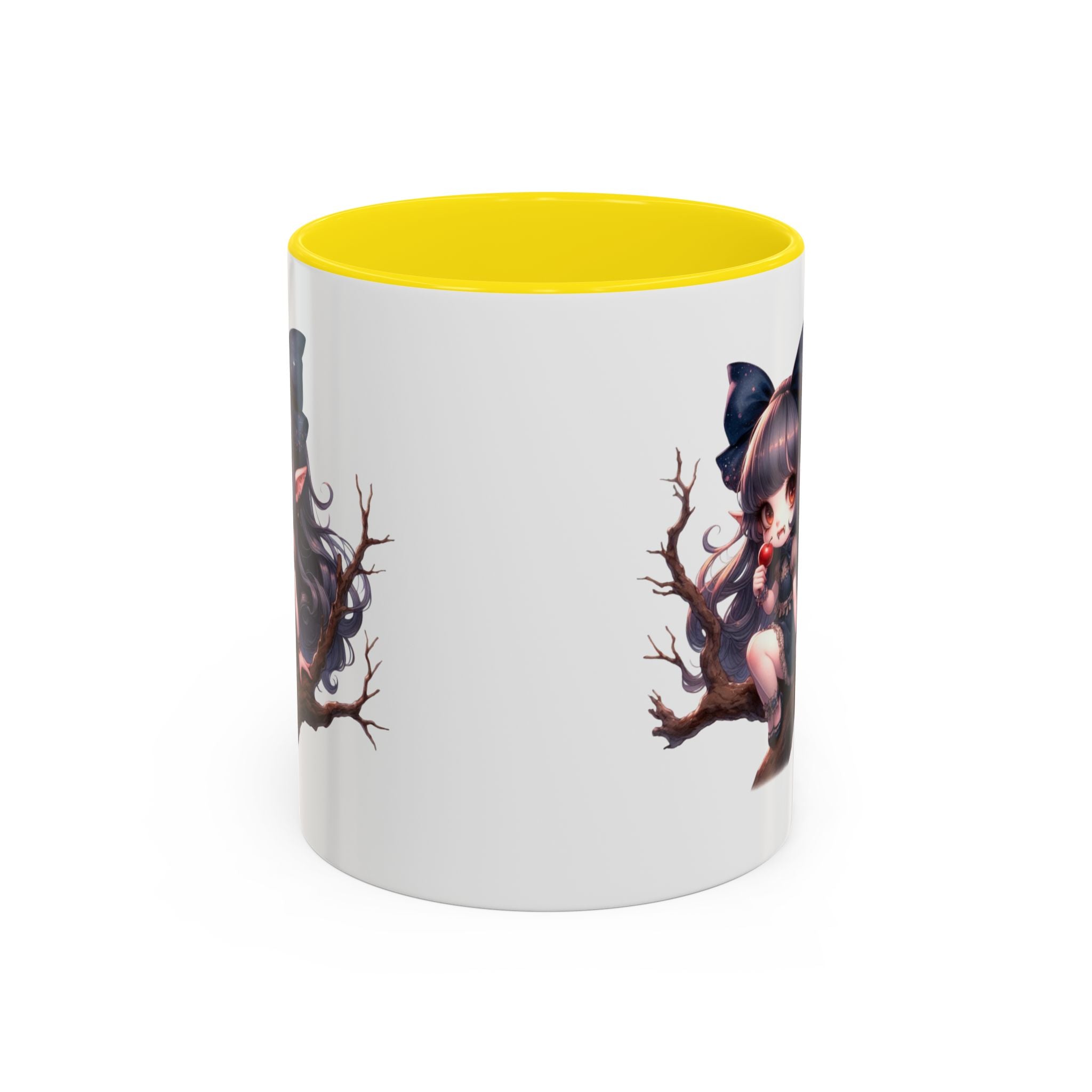 gothic vampire girl in tree horror art Accent Coffee Mug (11, 15oz) png16