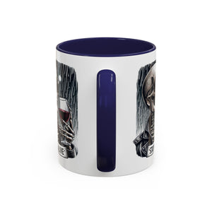 Stylish Skull Coffee Mug, Gothic Drinkware, Staying Alive Gift for Halloween, Funny Office Mug, Alternative Drinkware