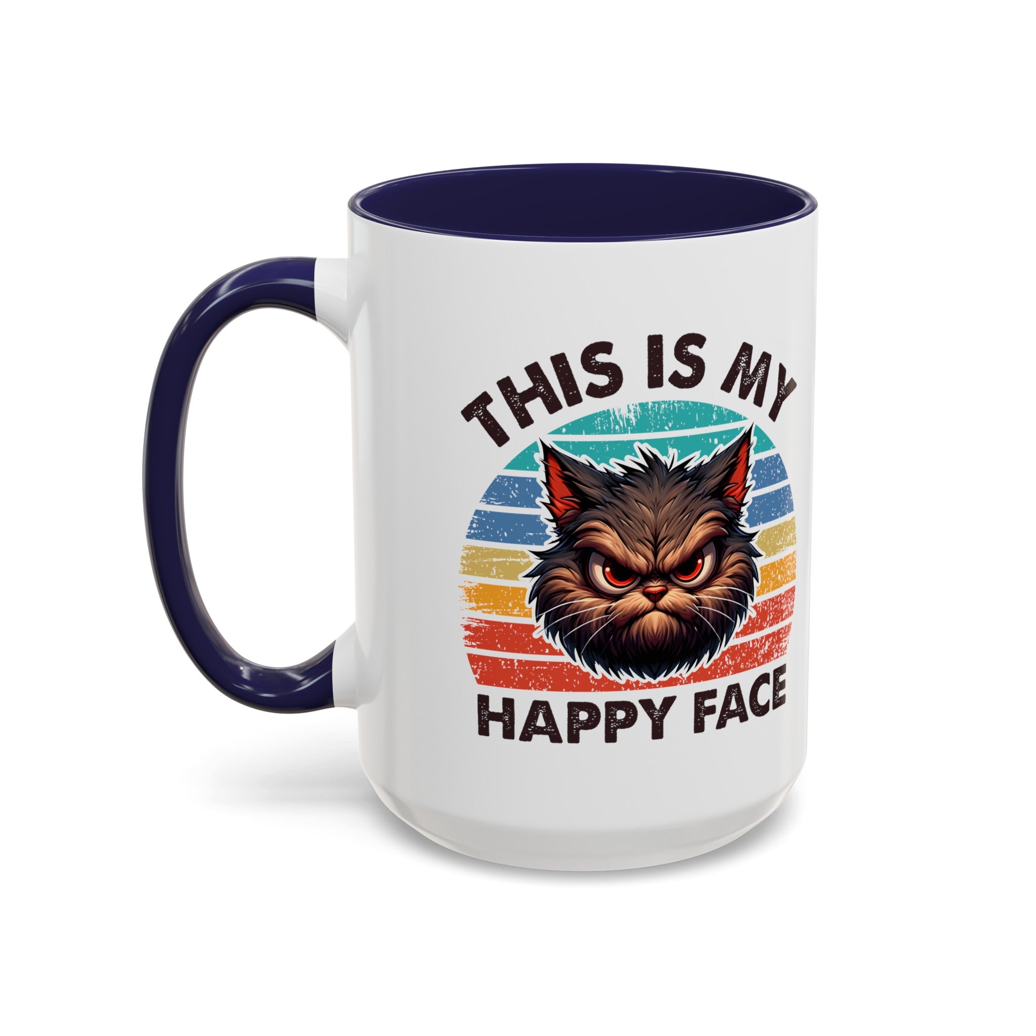 grumpy cat this is my happy face Accent Coffee Mug (11, 15oz) by the x m world