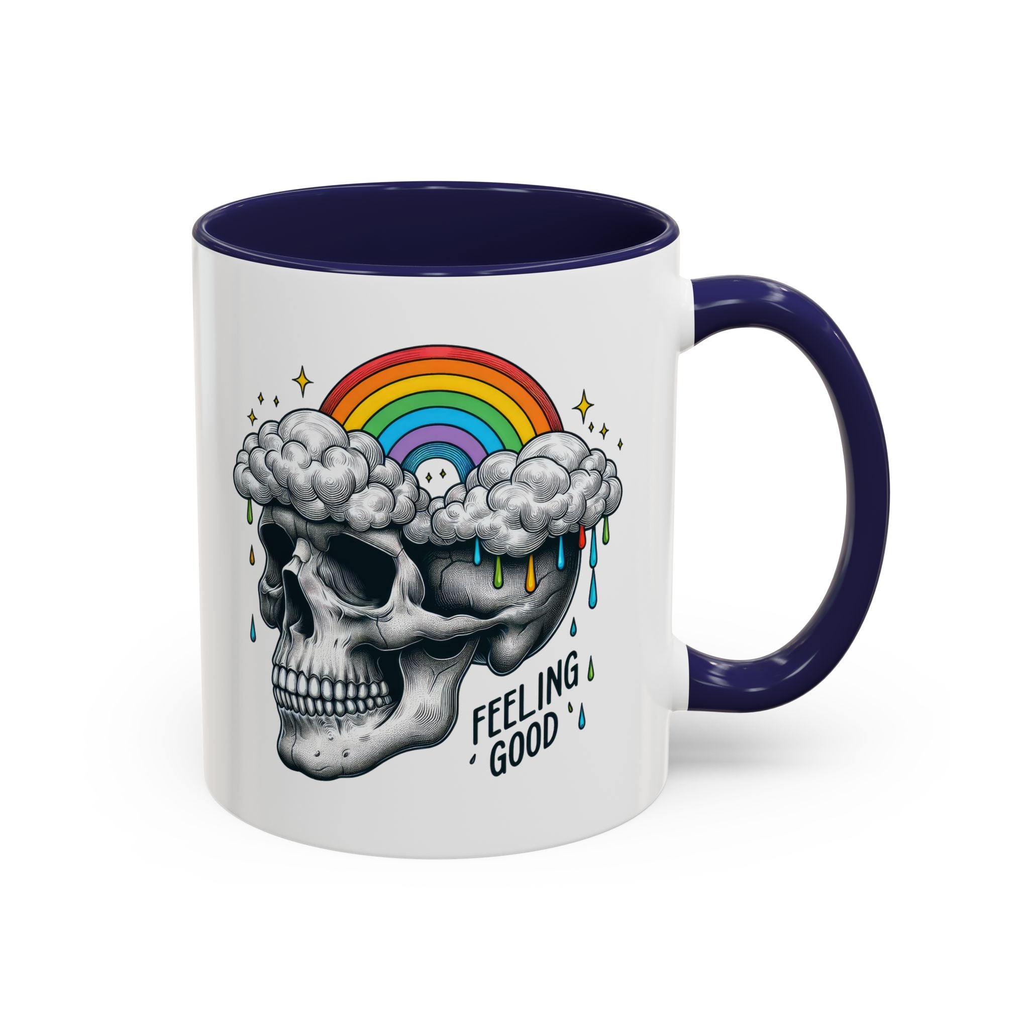 Skull Rainbow Coffee Mug, Unique Gift for Coffee Lovers, Halloween Decor, Daily Motivation Mug, Fun Skull Design