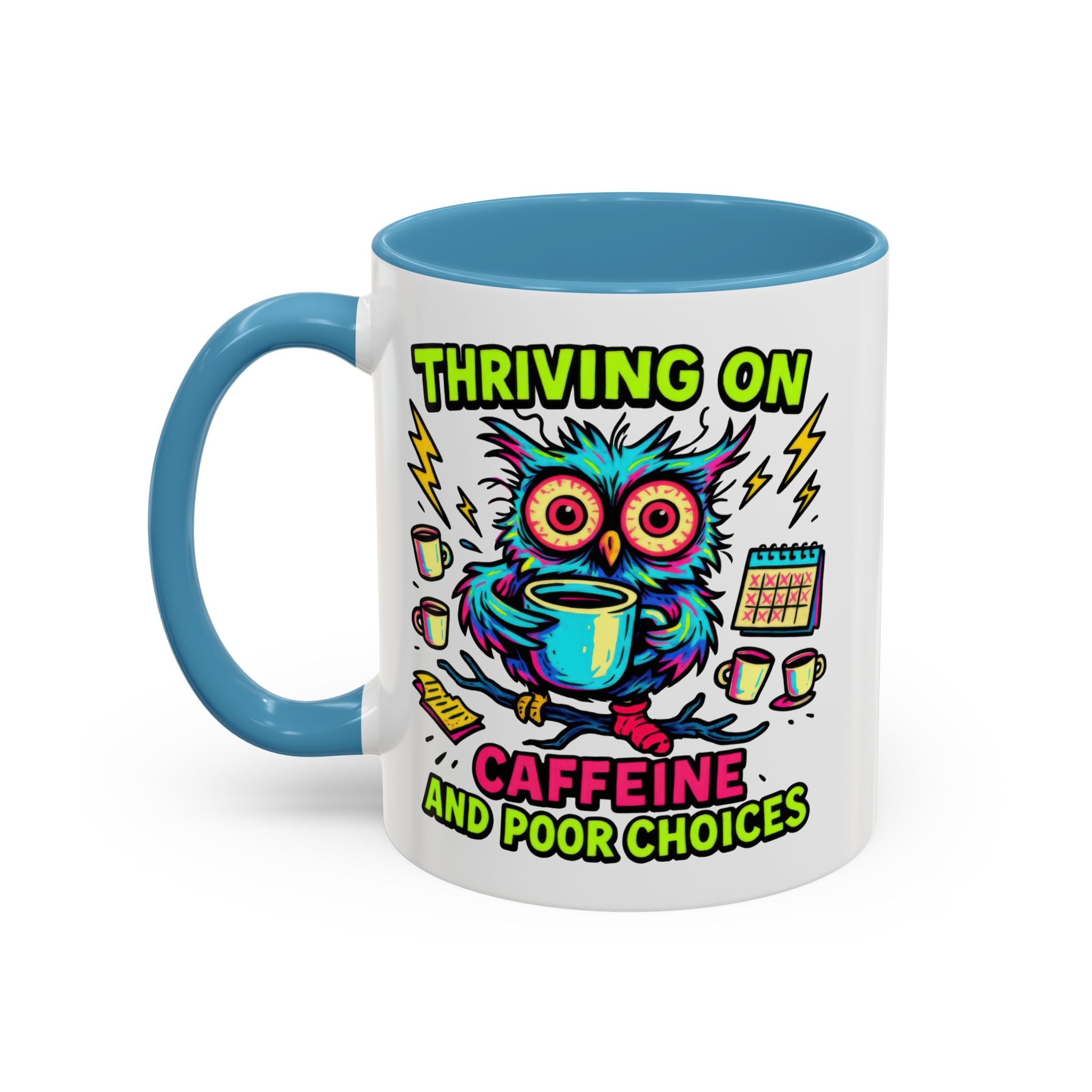 Thriving on Caffeine Mug | Funny Owl Coffee Cup | Gift for Coffee Lovers | Cute Kitchen Decor | Birthday, Holiday Gift