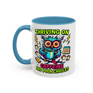 Thriving on Caffeine Mug | Funny Owl Coffee Cup | Gift for Coffee Lovers | Cute Kitchen Decor | Birthday, Holiday Gift
