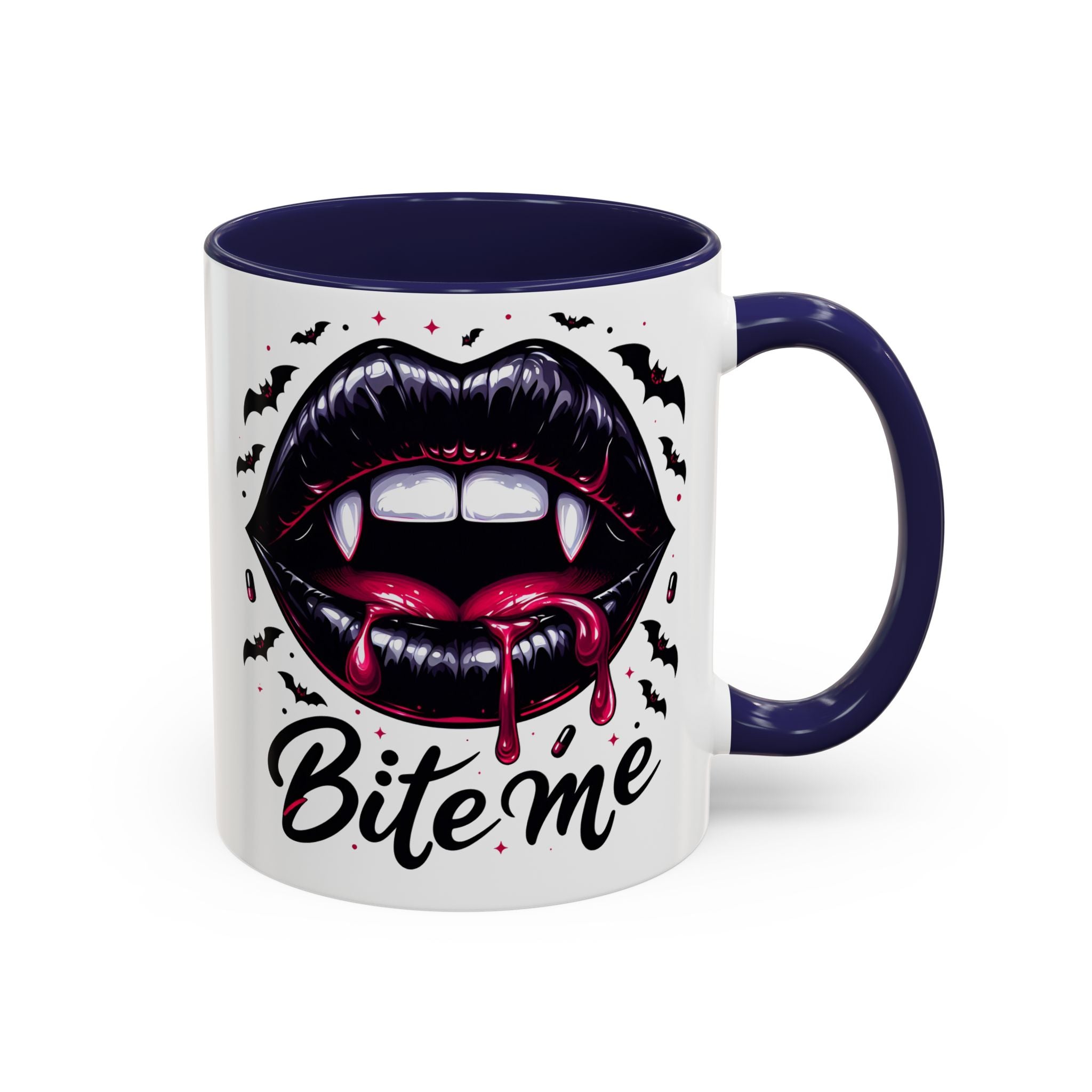 Vampire Themed Coffee Mug - "Bite Me"  halloween bats horror art cup