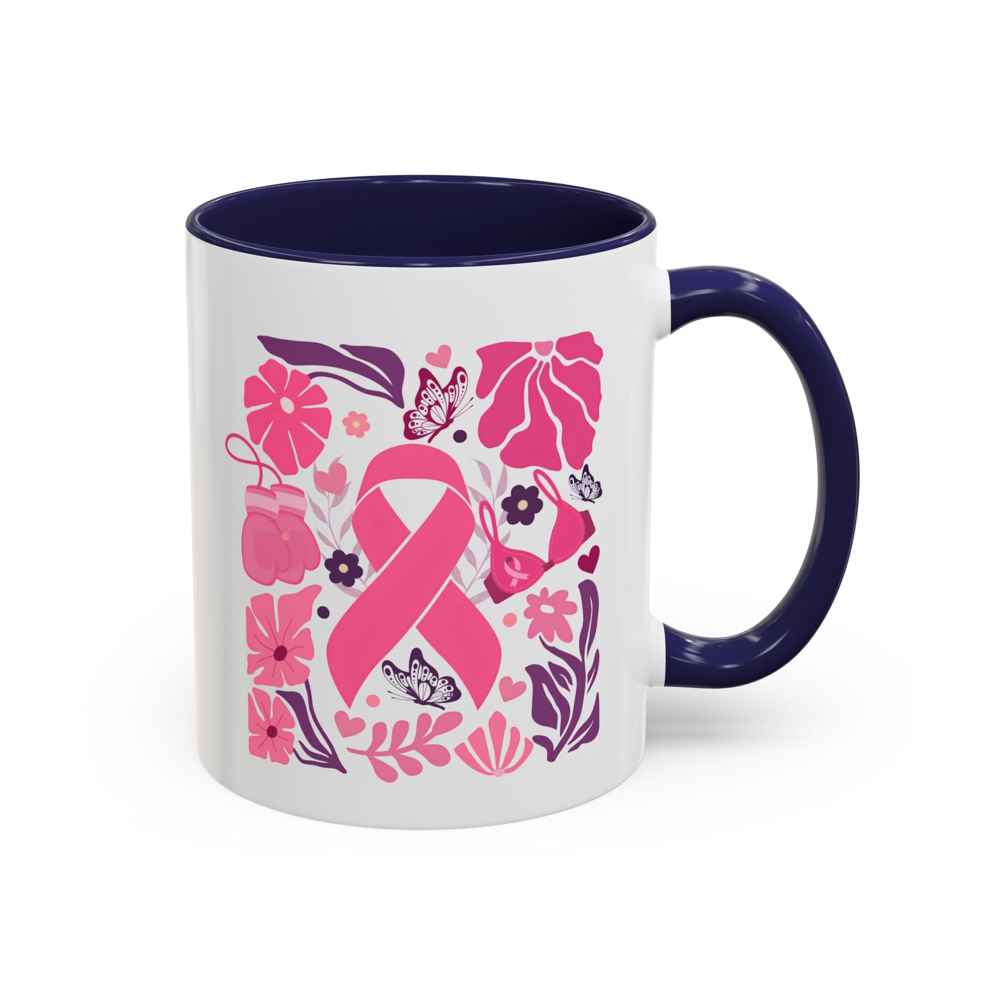 Pink Floral Awareness Coffee Mug, Breast Cancer Awareness Mug, Gift for Her, Supportive Drinkware, Motivational Mug