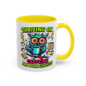 Thriving on Caffeine Mug | Funny Owl Coffee Cup | Gift for Coffee Lovers | Cute Kitchen Decor | Birthday, Holiday Gift