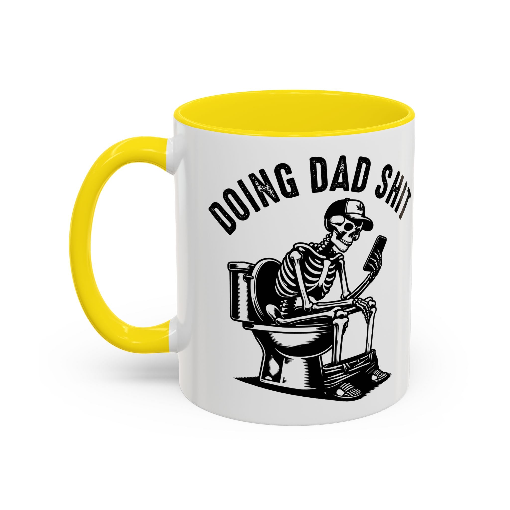 Doing Dad Shit Coffee Mug — Funny Skeleton Dad Toilet Humor Accent Mug