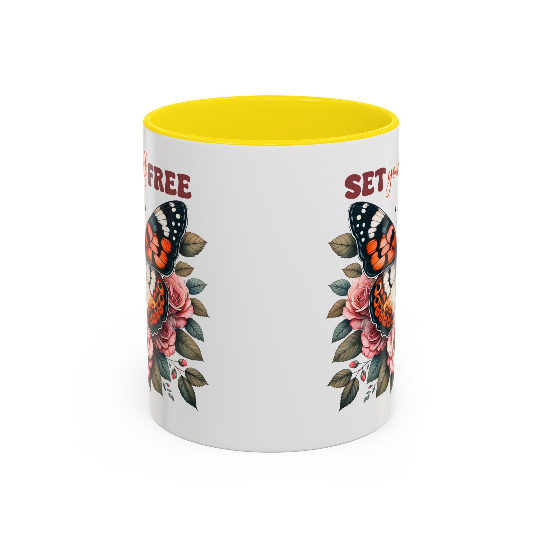 Butterfly Inspiring Coffee Mug - Set Yourself Free positive vibe mental health freedom