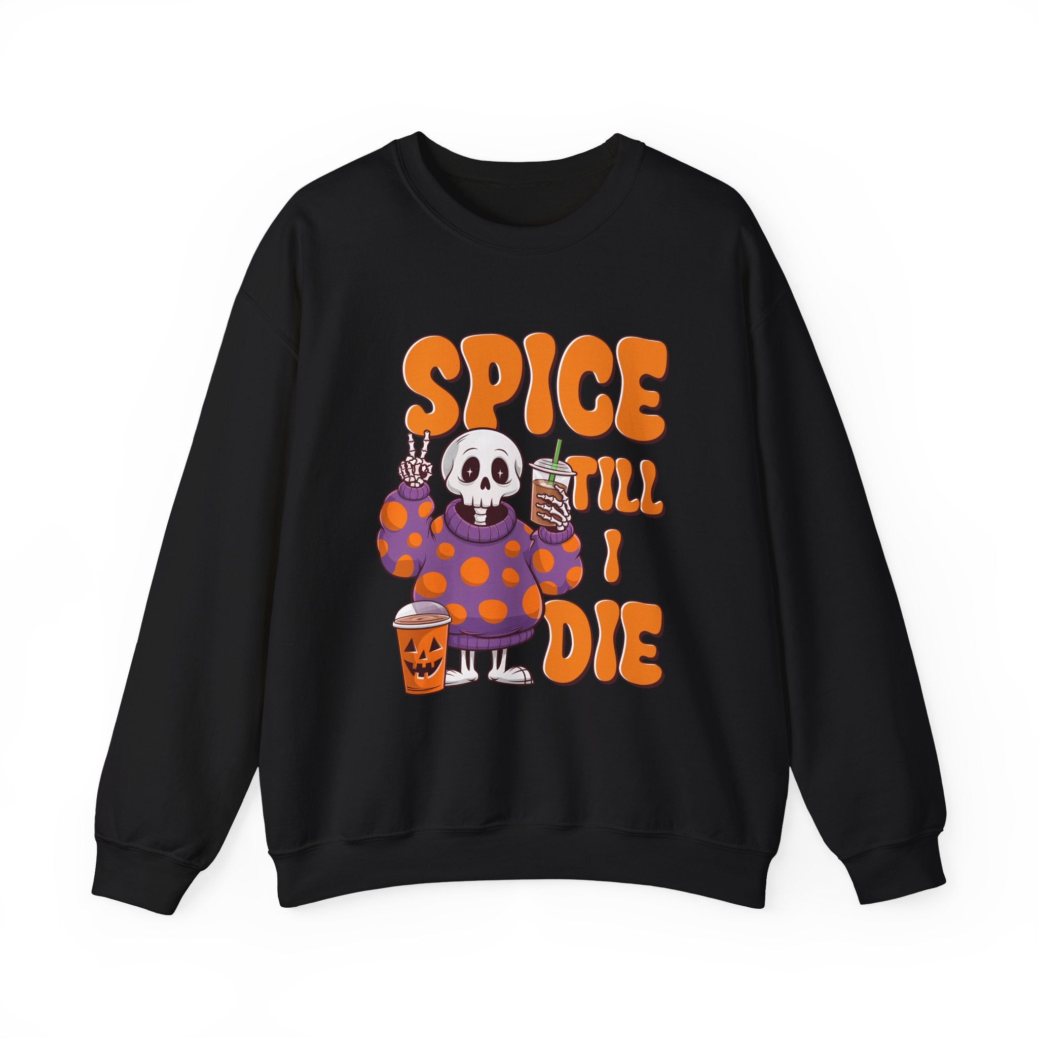 Spooky Fall Sweatshirt - Unisex Crewneck with 'Spice Till I Die' Design, Halloween, Cozy Autumn Vibe, Perfect for Halloween Parties