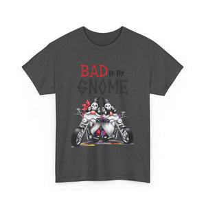 Bad to the Gnome Unisex Heavy Cotton Tee - Fun and Whimsical Biker Shirt