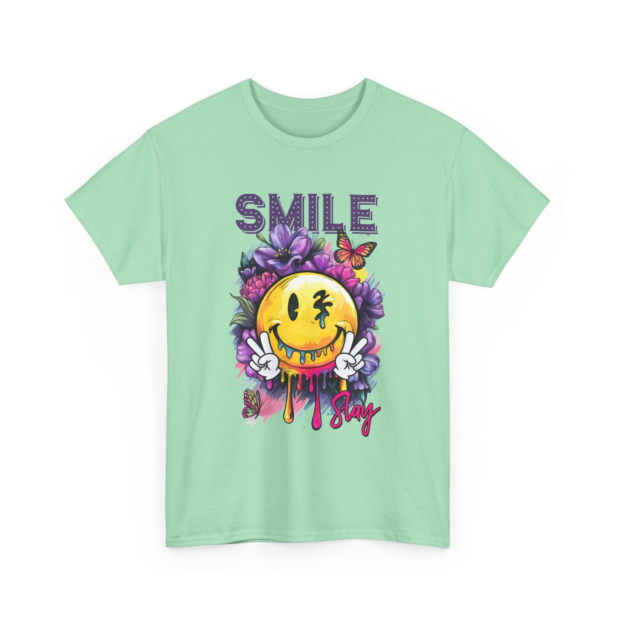 Smile Floral Graphic Tee unisex cotton tee gothic