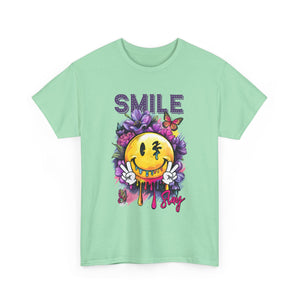 Smile Floral Graphic Tee unisex cotton tee gothic