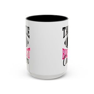 Tackle Breast Cancer Coffee Mug, Supportive Gift for Football Fans, Awareness Mug, Cheer Team Spirit, Fundraiser Drinkware