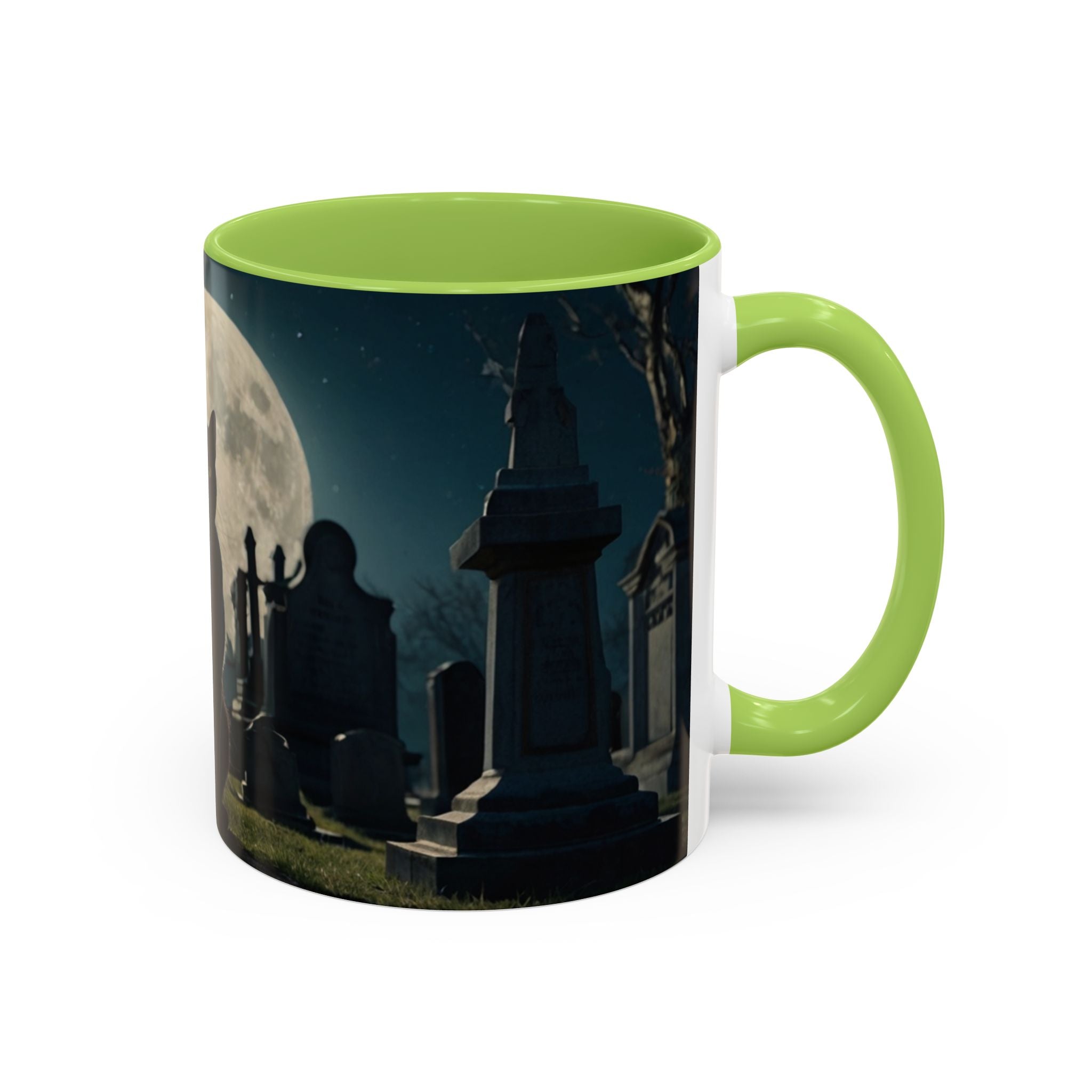 Mystical Black Cat Coffee Mug - 11oz & 15oz halloween graveyard full moon