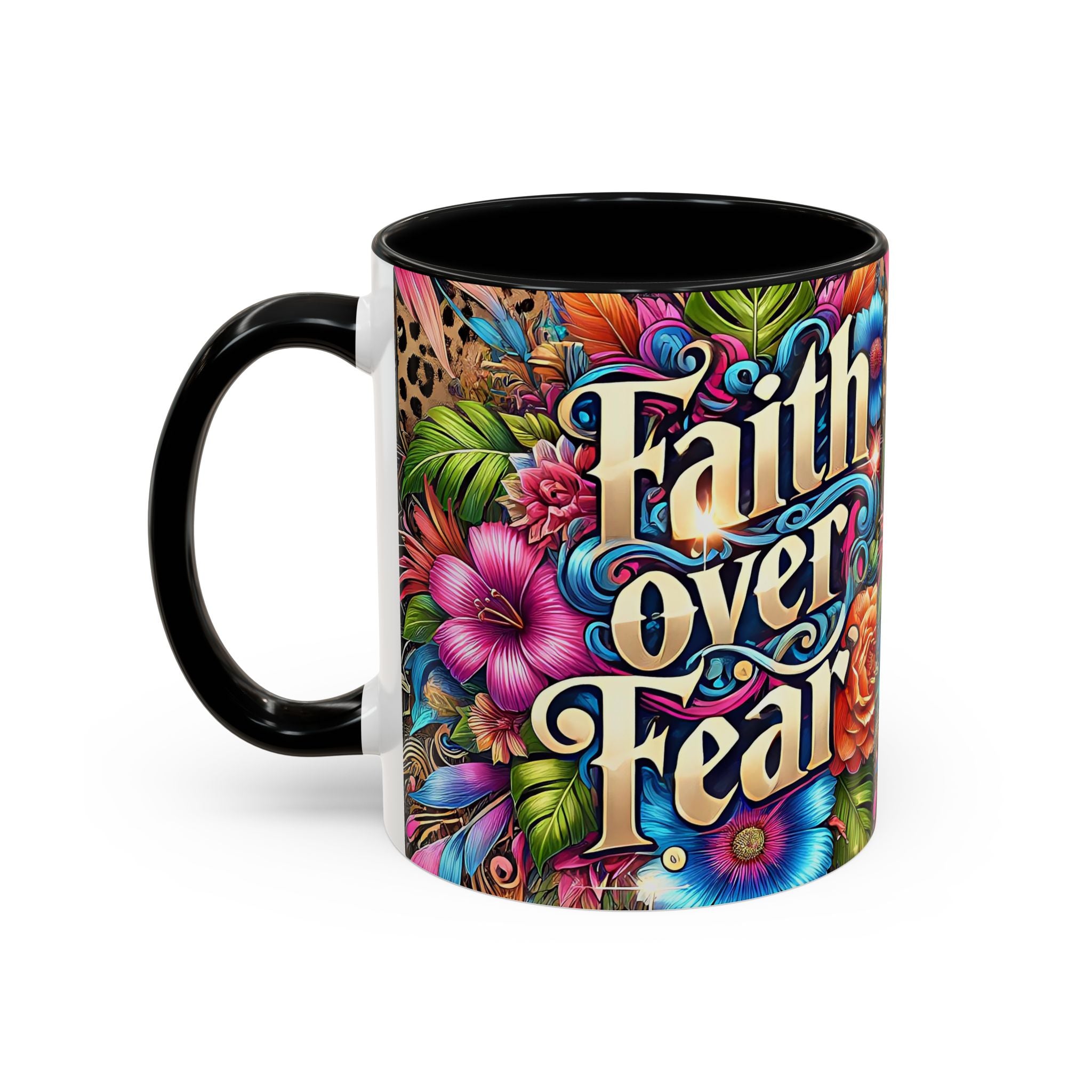 Faith Over Fear Floral Coffee Mug positive mental health