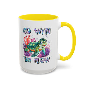 Ocean-Inspired Accent Coffee Mug - 'Go With The Flow' Design turtle