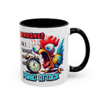 Funny Panic Attack Coffee Mug, Quirky Rooster Mug for Stress Relief, Gift for Teachers, Office Humor, Coworker Gift, Fun Coffee Cup