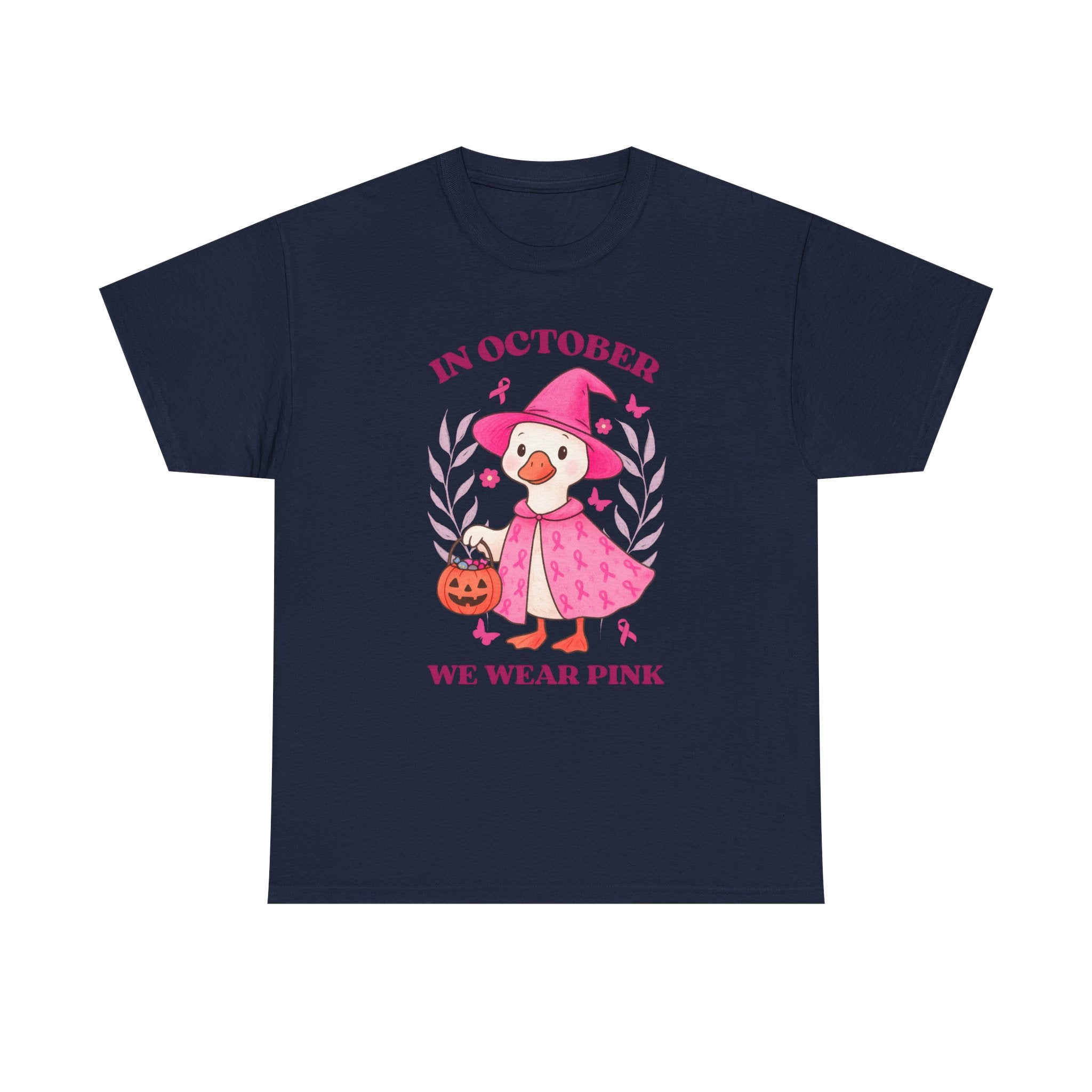 Breast Cancer Awareness Tee, Cute Pink Duck Shirt for October, Unisex Cotton T-Shirt, Awareness Month Apparel, Funny Halloween Outfit
