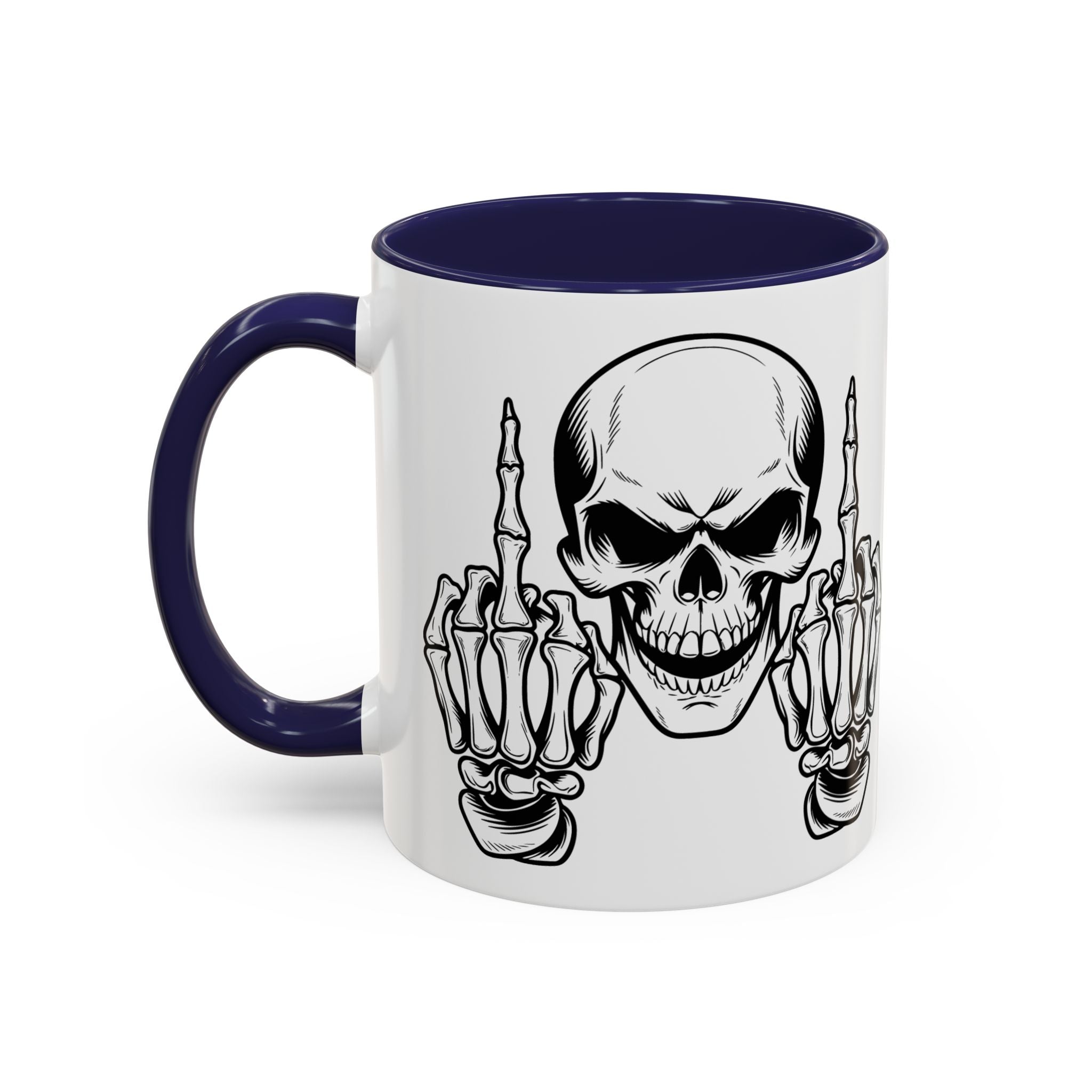 Skull Middle Finger Coffee Mug — Edgy Gothic Accent Mug (11/15oz)