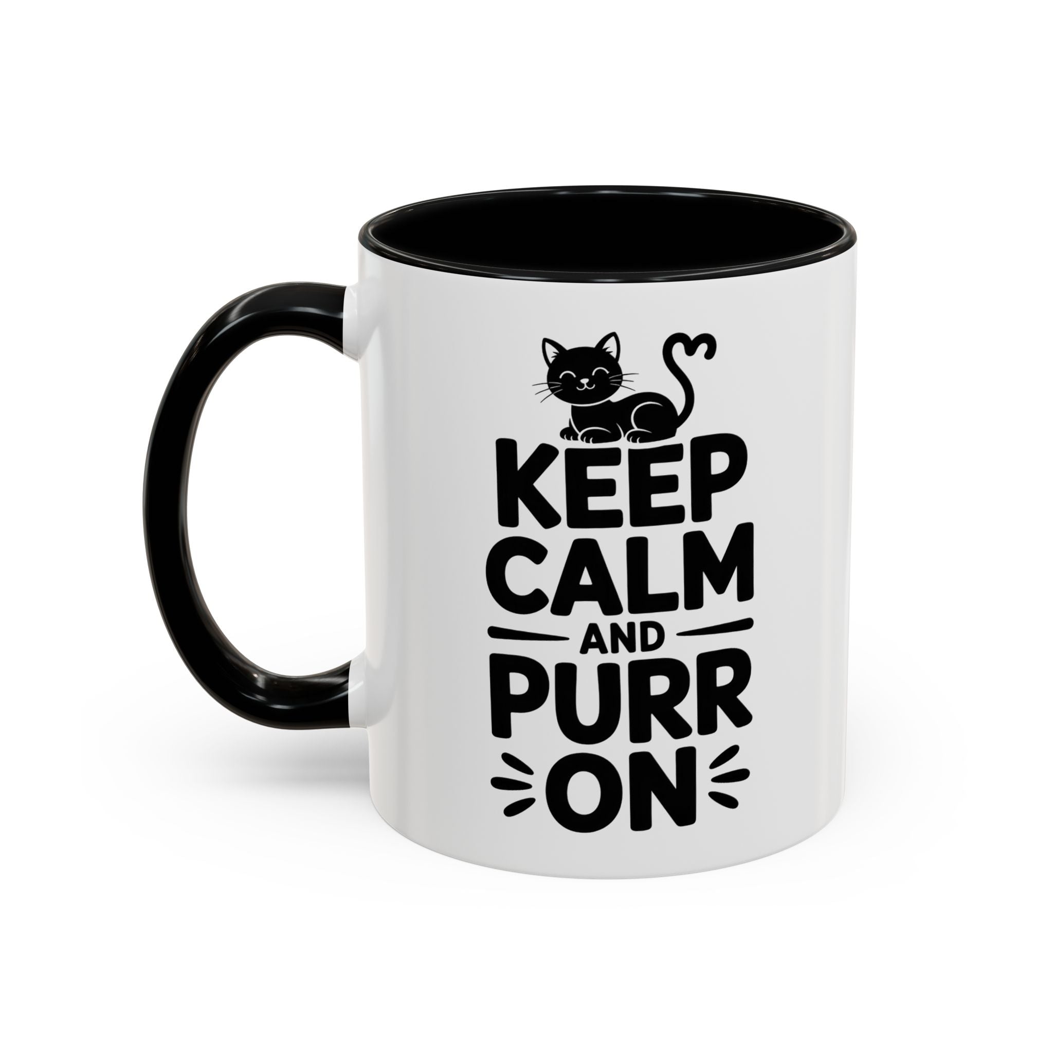 cat Keep Calm and Purr On Coffee Mug animal lover kitten