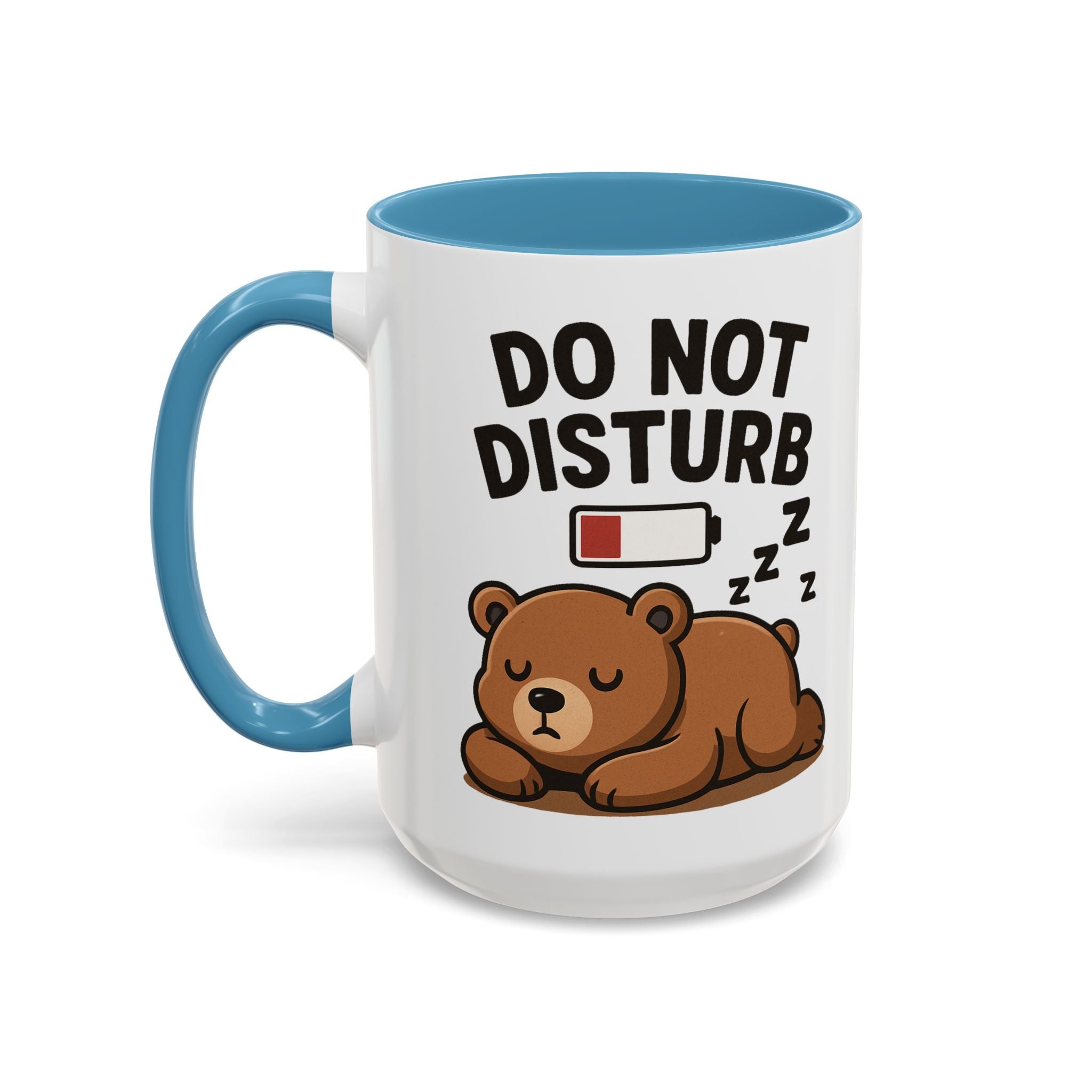 Do Not Disturb Bear Coffee Mug – Low Battery Cute Sleeping Bear Accent Mug (11/15oz)