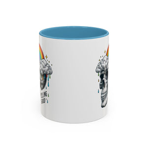 Skull Rainbow Coffee Mug, Unique Gift for Coffee Lovers, Halloween Decor, Daily Motivation Mug, Fun Skull Design