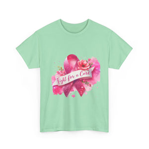 Fight for a Cure Unisex Heavy Cotton Tee | Breast Cancer Awareness Shirt, Support Tee, Gift for Her, Charity Fundraiser Tee, Pink Ribbon Tee