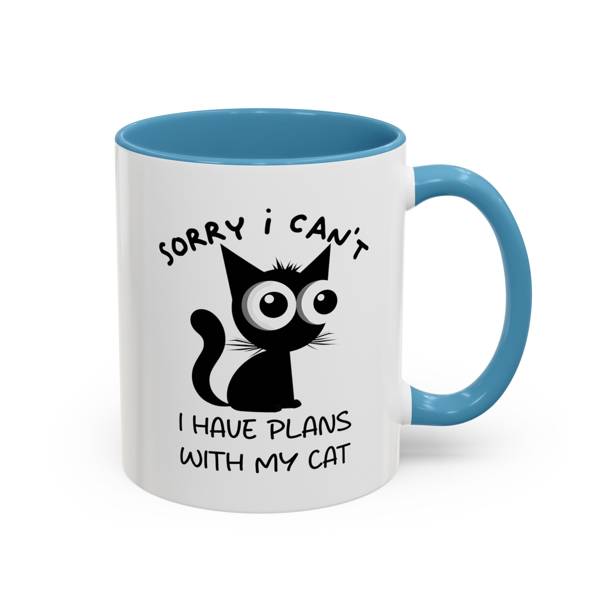 Funny cat Sorry I can't I have plans with my cat  Accent Coffee Mug (11, 15oz) by mrdragonsfire