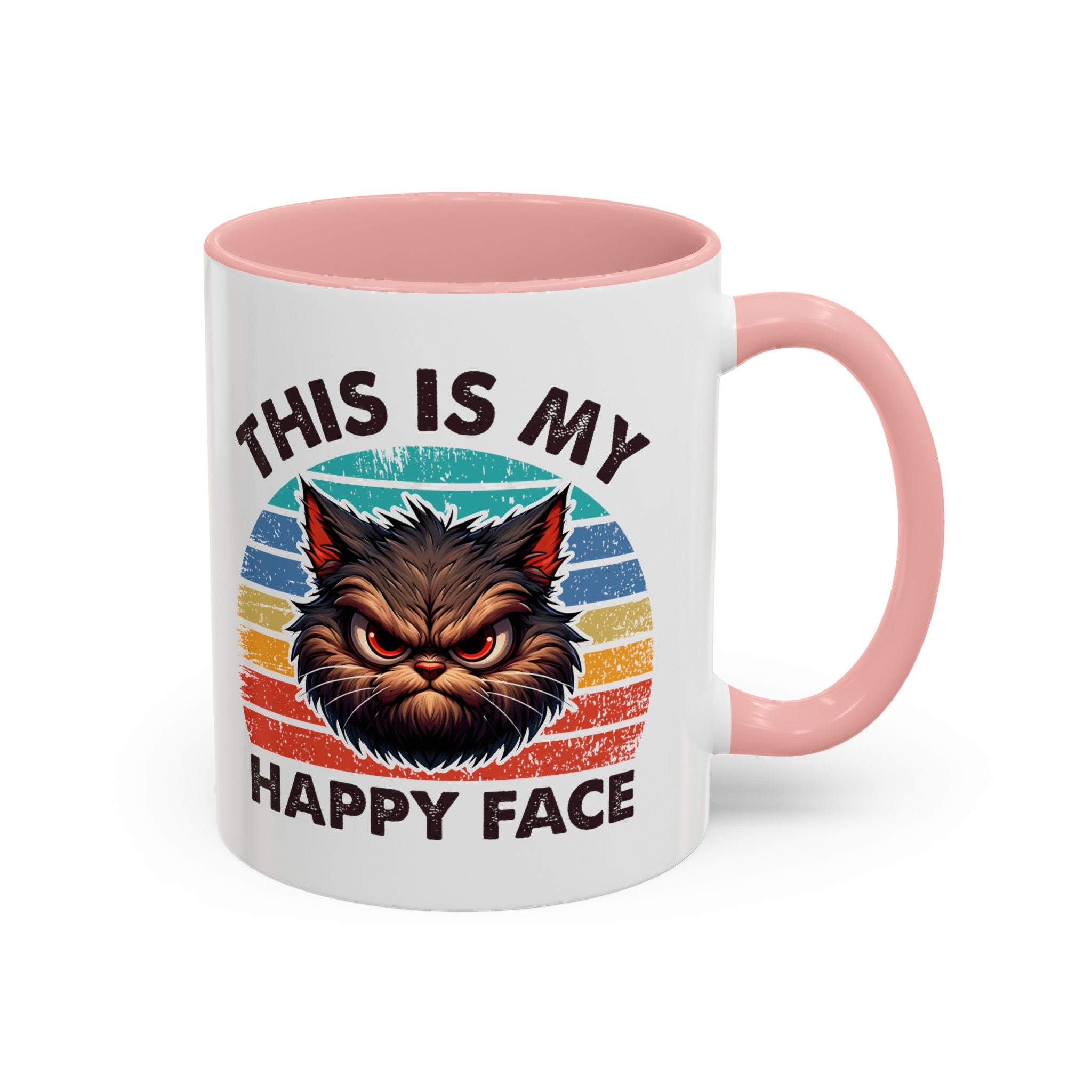 grumpy cat this is my happy face Accent Coffee Mug (11, 15oz) by the x m world
