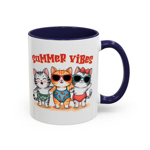 Summer Vibes Cat Coffee Mug - Fun Accent Mug for Cat Lovers