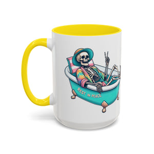 Rest in Peace Skeleton Coffee Mug - Fun Halloween Gift, Unique Home Decor, Hilarious Office Cup, Quirky Birthday Present, Spooky