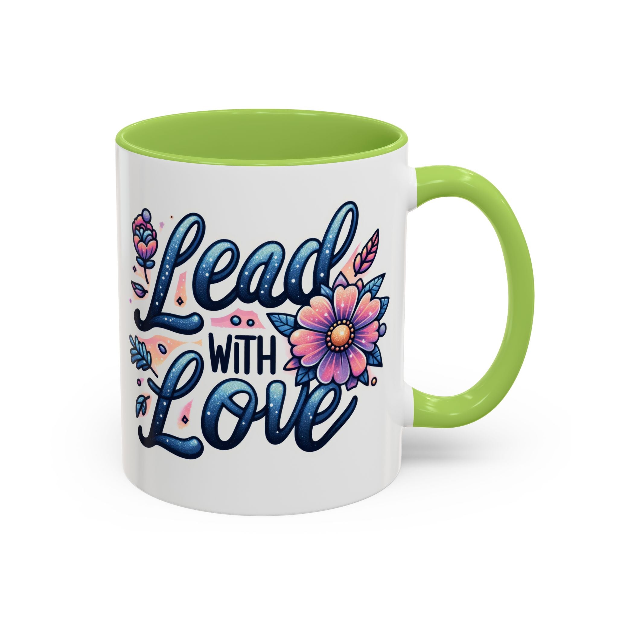 Lead With Love Accent Coffee Mug — Floral Inspirational 11/15oz