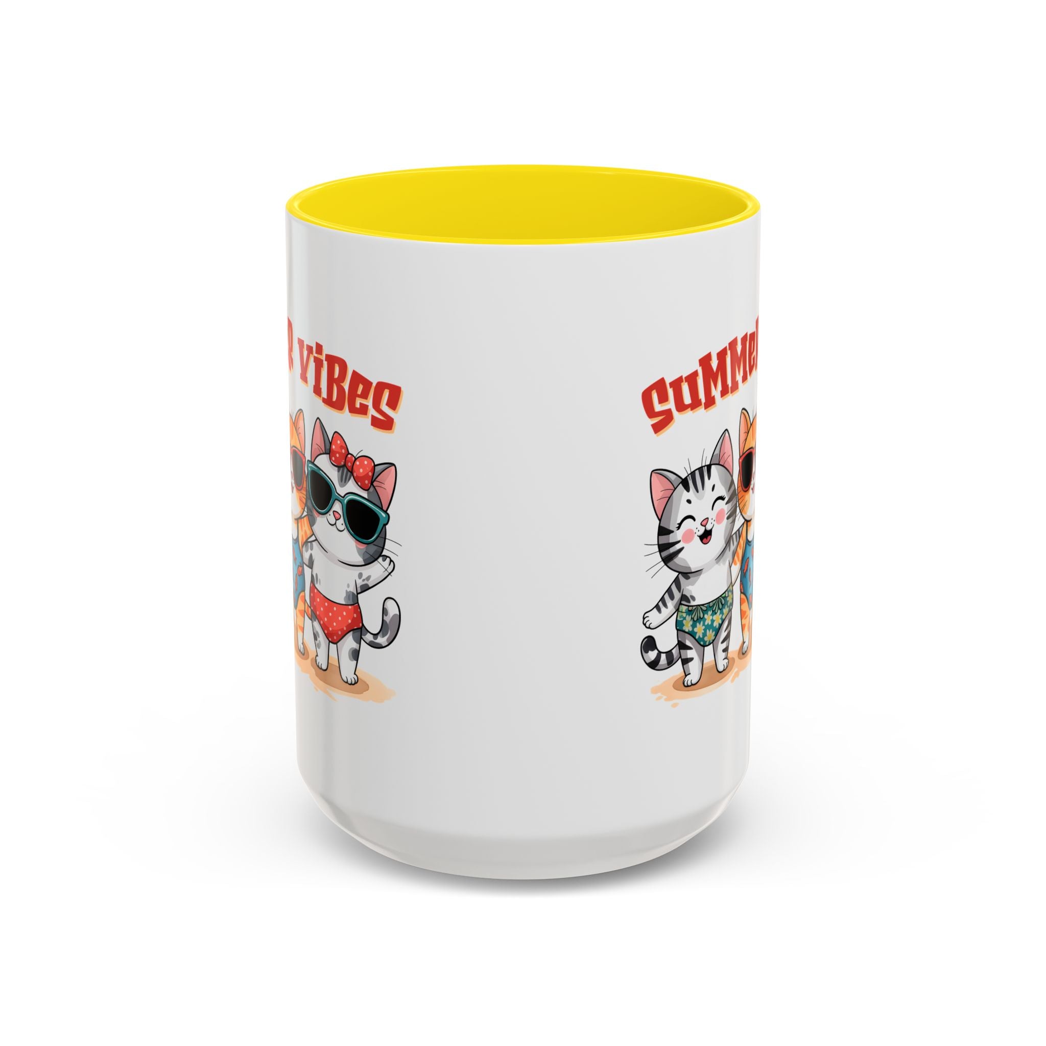 Summer Vibes Cat Coffee Mug - Fun Accent Mug for Cat Lovers