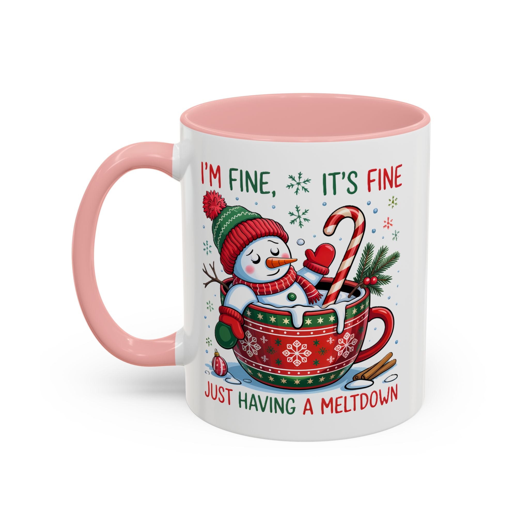 Festive Holiday Coffee Mug - "I'm Fine, It's Fine" Snowman Design sarcasm humor funny