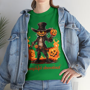 Halloween t shirt pumpkin western style shootout funny fall fun scary stocking stuffer for whole family  cotton tee