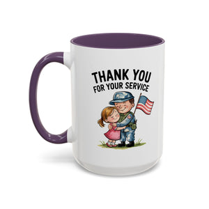 Thank You for Your Service Coffee Mug - 11oz & 15oz Accent Mugs for Veterans Appreciation
