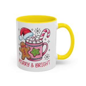Festive Gingerbread Coffee Mug, Christmas Gift, Holiday Coffee Cup, Merry & Bright Mug, Winter Mug, Hot Chocolate Holder