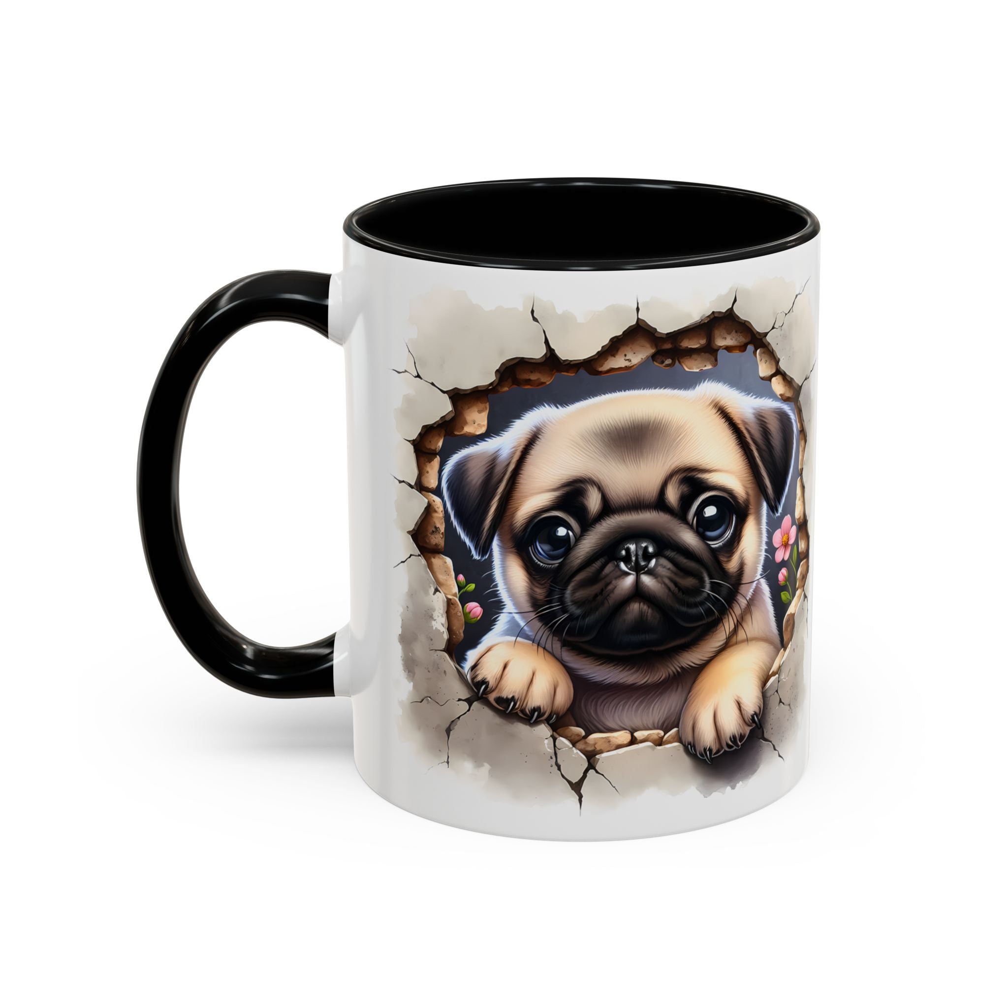 Pug In A Wall Coffee Mug - Cozy Ceramic Cup for Dog Lovers - Cute Pet Gift for Birthdays, Anniversaries, and Holidays