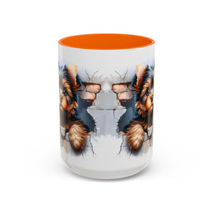 Cute Dog Peeking Coffee Mug, Pet Lover Gift, Yorkshire Terrier Mug, Animal Lover Coffee Cup, Dog-Themed Drinkware, Doggie Mug