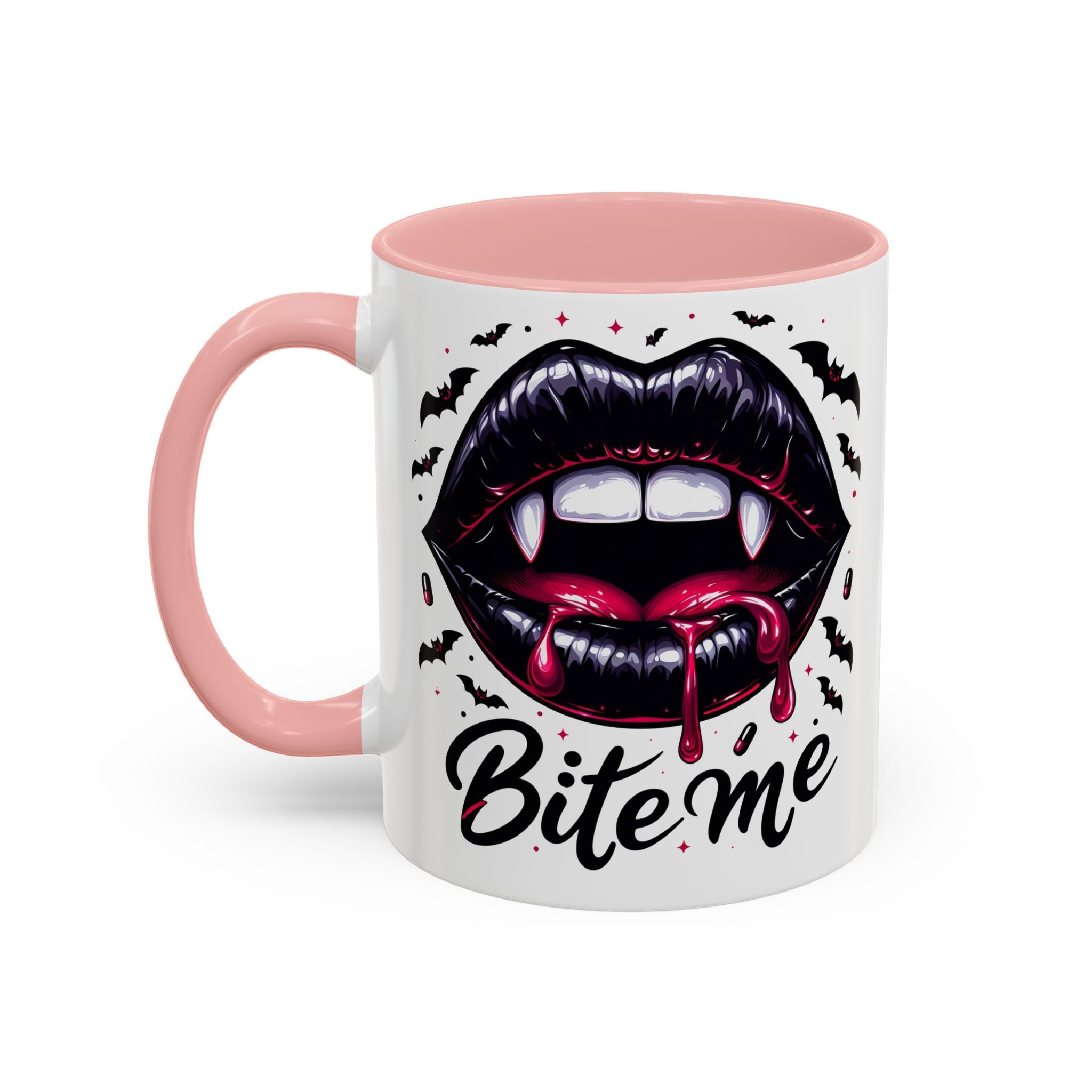Vampire Themed Coffee Mug - "Bite Me"  halloween bats horror art cup