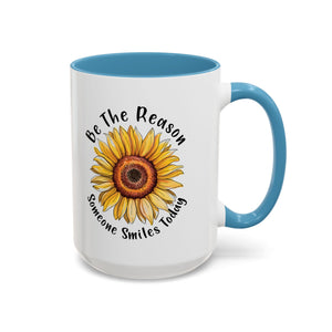 Sunflower Smile Accent Coffee Mug - Cheerful Gift for Friends, Inspirational Mug, 11oz/15oz, Daily Motivation, Brighten Someone's Day